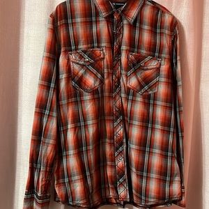men’s INC red long sleeve button up